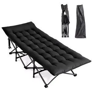 VINGLI Folding Camping Cot Bed,Camping Cots for Adults with Mattress, Foldable Cots for Sleeping with Pillow 1200D Layer Oxford for for Guest,Travel,Hiking-Black 2P VINGLI Folding Camping Cot Bed,Camping Cots for Adults with Mattress, Foldable Cots for Sleeping with Pillow 1200D Layer Oxford for for Guest,Travel,Hiking-Black 2P