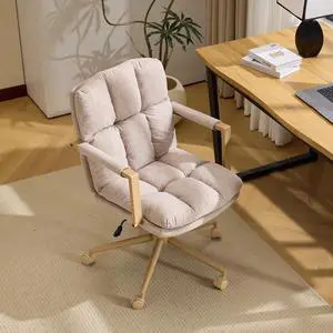 VINGLI Comfy Linen Office Desk Chair with Wheels & Detachable Cushions & Wood-Like Armrests,Swivel Small Computer Task Chair,Adjustable for Girl Makeup Vanity,Teen/Kids Study,Nail Tech,Sewing,Khaki VINGLI Comfy Linen Office Desk Chair with Wheels & Detachable Cushions & Wood-Like Armrests,Swivel Small Computer Task Chair,Adjustable for Girl Makeup Vanity,Teen/Kids Study,Nail Tech,Sewing,Khaki