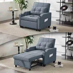 VINGLI Sleeper Chair with Pull Out Couch Bed, 3-in-1 Convertible Sofa Bed Chaise Recliner with USB Ports, Cup Holders, Side Pockets for Living Room Bedroom Small Spaces VINGLI Sleeper Chair with Pull Out Couch Bed, 3-in-1 Convertible Sofa Bed Chaise Recliner with USB Ports, Cup Holders, Side Pockets for Living Room Bedroom Small Spaces