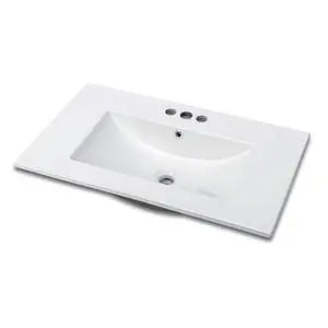 VINGLI 30 In Vanity Top Sink, 3 Pre-Drilled Standard 1 3/8" Faucet Holes,1 3/4" Diameter of Center Hole,Modern Rectangular Ceramic Single Sink Basin Vanity Top, 30" W x 18 1/3" D x 6 1/2" H,White VINGLI 30 In Vanity Top Sink, 3 Pre-Drilled Standard 1 3/8" Faucet Holes,1 3/4" Diameter of Center Hole,Modern Rectangular Ceramic Single Sink Basin Vanity Top, 30" W x 18 1/3" D x 6 1/2" H,White