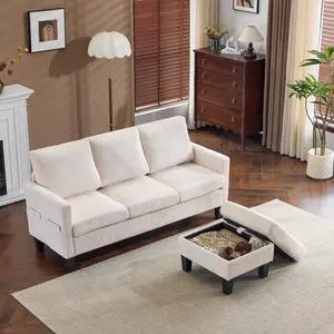 VINGLI 68.5' L Shaped Couch with Movable Storage Ottoman, Convertible Sectional Sofa in Soft Corduroy Fabric, Modern Reversible Chaise Couch for Small Spaces, Apartment, Living RoomCream White VINGLI 68.5' L Shaped Couch with Movable Storage Ottoman, Convertible Sectional Sofa in Soft Corduroy Fabric, Modern Reversible Chaise Couch for Small Spaces, Apartment, Living RoomCream White