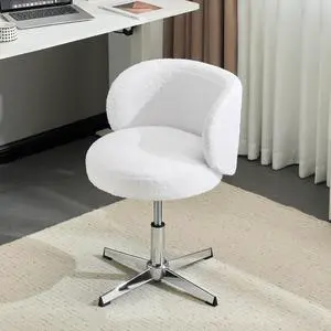 VINGLI Cute Small Swivel Desk Chair Comfy no Wheels,Ergonomic Low-Back Lumbar Support Vanity Nail Tech Computer Task StoolGirls Women Kids Chair for Home Office,Height Adjustable,Teddy Fleece,White VINGLI Cute Small Swivel Desk Chair Comfy no Wheels,Ergonomic Low-Back Lumbar Support Vanity Nail Tech Computer Task StoolGirls Women Kids Chair for Home Office,Height Adjustable,Teddy Fleece,White