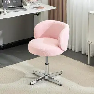 VINGLI Cute Small Swivel Desk Chair Comfy no Wheels,Ergonomic Low-Back Lumbar Support Vanity Nail Tech Computer Task Stool Girls Women Kids Chair for Home Office,Height Adjustable,Teddy Fleece,Pink VINGLI Cute Small Swivel Desk Chair Comfy no Wheels,Ergonomic Low-Back Lumbar Support Vanity Nail Tech Computer Task Stool Girls Women Kids Chair for Home Office,Height Adjustable,Teddy Fleece,Pink