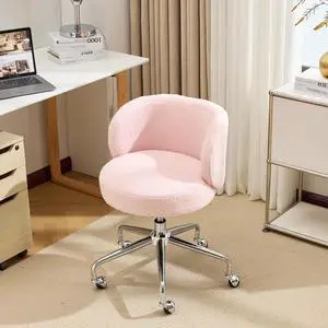 VINGLI Cute Small Swivel Desk Chair Comfy with Wheels,Ergonomic Low-Back Lumbar Support Vanity Nail Tech Rolling Task Stool Girls Women Kids Chair for Home Office,Height Adjustable,Teddy Fleece,Pink VINGLI Cute Small Swivel Desk Chair Comfy with Wheels,Ergonomic Low-Back Lumbar Support Vanity Nail Tech Rolling Task Stool Girls Women Kids Chair for Home Office,Height Adjustable,Teddy Fleece,Pink