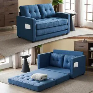 VINGLI Upgraded Loveseat Sleeper, 53.5" W 80" L Convertible Sofa Bed Couch Futon Couches for Living Room, Folding Couch Bed for Small Spaces, Foldable Floor Gaming Sofa Bed for Basement, Navy Blue VINGLI Upgraded Loveseat Sleeper, 53.5" W 80" L Convertible Sofa Bed Couch Futon Couches for Living Room, Folding Couch Bed for Small Spaces, Foldable Floor Gaming Sofa Bed for Basement, Navy Blue
