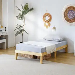 VINGLI 12 in Classic Solid Wood Twin Platform Bed Frame with Storage Space Underneath,Sturdy Wooden Bed Slat Support, Minimalist Design, No Box Spring Needed,Easy Assembly,Natural Pine,Natural Oak VINGLI 12 in Classic Solid Wood Twin Platform Bed Frame with Storage Space Underneath,Sturdy Wooden Bed Slat Support, Minimalist Design, No Box Spring Needed,Easy Assembly,Natural Pine,Natural Oak