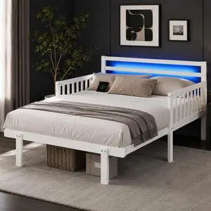 VINGLI Pull Out Full Platform Bed Frame with Headboard, Solid Wood Bed Frame with LED Lights, USB Type-C Charging Station, Sofa-to-Bed Design, 12 Inch Storage for Adults Guest Room,White VINGLI Pull Out Full Platform Bed Frame with Headboard, Solid Wood Bed Frame with LED Lights, USB Type-C Charging Station, Sofa-to-Bed Design, 12 Inch Storage for Adults Guest Room,White