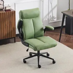 VINGLI Rolling Ergonomic Office Desk Chair with Padded Flip-up Arms, 360° Swivel High Back Executive Computer Task Chair with Wheels for Game,Home Small Space, Study Room, Reading Room,Pu Green VINGLI Rolling Ergonomic Office Desk Chair with Padded Flip-up Arms, 360° Swivel High Back Executive Computer Task Chair with Wheels for Game,Home Small Space, Study Room, Reading Room,Pu Green