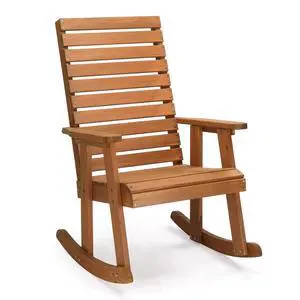VINGLI Wooden Rocking Chair with High Backrest, Solid Fir Wood, Heavy Duty 600 LBS Patio Rockers for Indoor and Outdoor, Garden, Yard, Patio VINGLI Wooden Rocking Chair with High Backrest, Solid Fir Wood, Heavy Duty 600 LBS Patio Rockers for Indoor and Outdoor, Garden, Yard, Patio