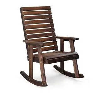 VINGLI Wooden Rocking Chair with High Backrest, Solid Fir Wood, Heavy Duty 600 LBS Patio Rockers for Indoor and Outdoor, Garden, Yard, Patio, Rustic VINGLI Wooden Rocking Chair with High Backrest, Solid Fir Wood, Heavy Duty 600 LBS Patio Rockers for Indoor and Outdoor, Garden, Yard, Patio, Rustic