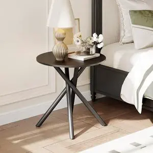 VINGLI 24" Round Side Table with Criss-Cross Legs, Rustic End Table, Black | Rustic Small Coffee Table for Small Spaces, Living Room, Bedroom, Office VINGLI 24" Round Side Table with Criss-Cross Legs, Rustic End Table, Black | Rustic Small Coffee Table for Small Spaces, Living Room, Bedroom, Office