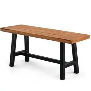 VINGLI Outdoor Bench with Metal Legs Rustic, Wood Dining Bench Indoor Outdoor Porch Benches for Yard Garden Dining (40in) VINGLI Outdoor Bench with Metal Legs Rustic, Wood Dining Bench Indoor Outdoor Porch Benches for Yard Garden Dining (40in)