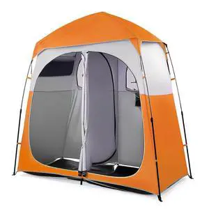 VINGLI 2 Room Shower Tent, 7.5 FT Instant Pop Up Shelter with Carrying Bag, Privacy Changing Room Tent,Perfect for Portable Toilet, Camping, Dressing, Outdoor Indoor, Easy Set Up (Orange White) VINGLI 2 Room Shower Tent, 7.5 FT Instant Pop Up Shelter with Carrying Bag, Privacy Changing Room Tent,Perfect for Portable Toilet, Camping, Dressing, Outdoor Indoor, Easy Set Up (Orange White)