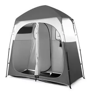 VINGLI 2 Room Shower Tent, 7.5 FT Instant Pop Up Shelter with Carrying Bag, Privacy Changing Room Tent,Perfect for Portable Toilet, Camping, Dressing, Outdoor Indoor, Easy Set Up (Grey White) VINGLI 2 Room Shower Tent, 7.5 FT Instant Pop Up Shelter with Carrying Bag, Privacy Changing Room Tent,Perfect for Portable Toilet, Camping, Dressing, Outdoor Indoor, Easy Set Up (Grey White)