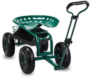 VINGLI Garden Cart with Rolling Seat, Wheels, Adjustable Steering Handle & Utility Tool Tray, Planting Wagon Scooter, Gardening Tool for Senior, for Patio, Backyard, Lawn & Outdoor (Green) VINGLI Garden Cart with Rolling Seat, Wheels, Adjustable Steering Handle & Utility Tool Tray, Planting Wagon Scooter, Gardening Tool for Senior, for Patio, Backyard, Lawn & Outdoor (Green)