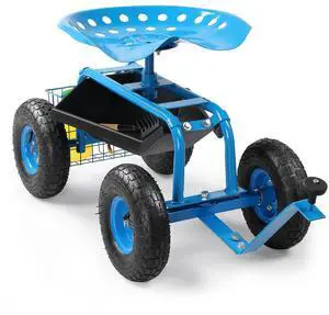 VINGLI Garden Cart with Rolling Seat, Wheels, Steering Handle & Utility Tool Tray, Planting Wagon Scooter, Gardening Tool for Senior, for Patio, Backyard, Lawn & Outdoor (Blue) VINGLI Garden Cart with Rolling Seat, Wheels, Steering Handle & Utility Tool Tray, Planting Wagon Scooter, Gardening Tool for Senior, for Patio, Backyard, Lawn & Outdoor (Blue)