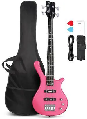 GLARRY 4 String Electric Bass Guitar, 36-inch Bass Guitar Beginner Kit with Cable, Strap and Bag for All Skill Level, Adults,Travel (Pink) GLARRY 4 String Electric Bass Guitar, 36-inch Bass Guitar Beginner Kit with Cable, Strap and Bag for All Skill Level, Adults,Travel (Pink)