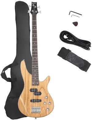 GLARRY Electric Bass Guitar Full Size 4 String Exquisite Stylish Bass with Power Line, Bag and Wrench Tool (Natural Wood) GLARRY Electric Bass Guitar Full Size 4 String Exquisite Stylish Bass with Power Line, Bag and Wrench Tool (Natural Wood)