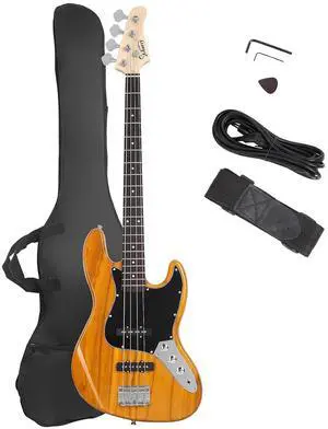 GLARRY 4 String GJazz Electric Bass Guitar Full Size Right Handed with Guitar Bag, Amp Cord and Beginner Kits (Transparent Yellow) GLARRY 4 String GJazz Electric Bass Guitar Full Size Right Handed with Guitar Bag, Amp Cord and Beginner Kits (Transparent Yellow)