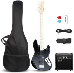GLARRY Bass Guitar Full Size 4 String Exquisite Stylish Bass with Guitar Bag Power Line and Wrench Tool (Blue, With AMP) GLARRY Bass Guitar Full Size 4 String Exquisite Stylish Bass with Guitar Bag Power Line and Wrench Tool (Blue, With AMP)