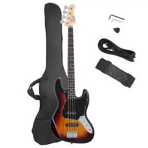 GLARRY 4 String GJazz Electric Bass Guitar Full Size Right Handed with Guitar Bag, Amp Cord and Beginner Kits (Sunset) GLARRY 4 String GJazz Electric Bass Guitar Full Size Right Handed with Guitar Bag, Amp Cord and Beginner Kits (Sunset)