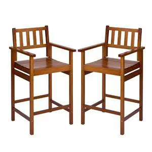VINGLI Outdoor Bar Stools, Solid Wood Bar Stools Set of 2 Counter Height Bar Chairs for Outdoor Patio Garden Lawn VINGLI Outdoor Bar Stools, Solid Wood Bar Stools Set of 2 Counter Height Bar Chairs for Outdoor Patio Garden Lawn