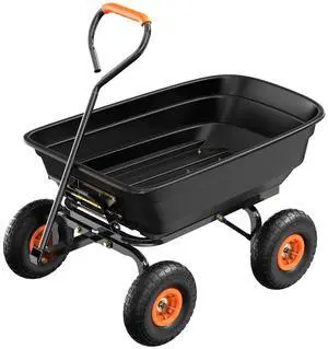VINGLI Dump Cart Wagon, 440LBS Quick-Release Dump Wheelbarrow, All-Terrain 10" Tires Garden Wagon for Yard, Lawn and Outdoor Use (Black) VINGLI Dump Cart Wagon, 440LBS Quick-Release Dump Wheelbarrow, All-Terrain 10" Tires Garden Wagon for Yard, Lawn and Outdoor Use (Black)