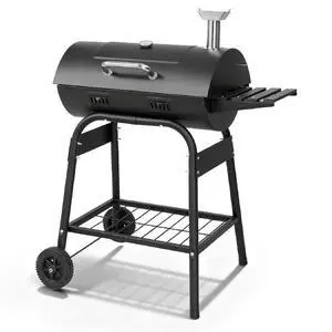 VINGLI Upgraded Barrel Charcoal Grill with 2 Sides Table, BBQ Grill Outdoor Smoker with Wheels for Party Garden Patio and Backyard Cooking 39''D × 24''W × 46''H (Upgraded Grill w/Side Table) VINGLI Upgraded Barrel Charcoal Grill with 2 Sides Table, BBQ Grill Outdoor Smoker with Wheels for Party Garden Patio and Backyard Cooking 39''D × 24''W × 46''H (Upgraded Grill w/Side Table)