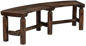 VINGLI Outdoor Bench Wooden Curved Bench, All-Weather Fire Pit Backless Patio Bench, 2-Person Seating Rustic Garden Bench for Backyard Porch Deck Entryway (Carbonized) VINGLI Outdoor Bench Wooden Curved Bench, All-Weather Fire Pit Backless Patio Bench, 2-Person Seating Rustic Garden Bench for Backyard Porch Deck Entryway (Carbonized)