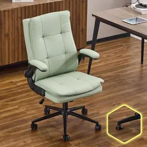 VINGLI Comfy Green Leather Office Desk Chair, High-Back Support Ergonomic Computer Task Gaming Chair,with Removable wheels,360° Swivel,Adjustable Height,Flip-Up Arms,for Adults,Teen,Vanity,Home Office VINGLI Comfy Green Leather Office Desk Chair, High-Back Support Ergonomic Computer Task Gaming Chair,with Removable wheels,360° Swivel,Adjustable Height,Flip-Up Arms,for Adults,Teen,Vanity,Home Office