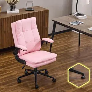 VINGLI Comfy Pink Leather Office Desk Chair,High-Back Ergonomic Computer Small Gaming Chair with/No Wheels,Adjustable Height,Flip-Up Arms,360° Swivel for Vanity,Home Office,Adults,Teen,Girls&Women VINGLI Comfy Pink Leather Office Desk Chair,High-Back Ergonomic Computer Small Gaming Chair with/No Wheels,Adjustable Height,Flip-Up Arms,360° Swivel for Vanity,Home Office,Adults,Teen,Girls&Women
