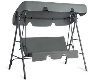 VINGLI Outdoor Porch Swing with Adjustable Canopy, Steel Glider, Gray | Adjustable Canopy For Shade; Powder-Coated Steel Frame; Heavy-Duty Stand; Patio Glider For Backyard, Garden, And Lawn VINGLI Outdoor Porch Swing with Adjustable Canopy, Steel Glider, Gray | Adjustable Canopy For Shade; Powder-Coated Steel Frame; Heavy-Duty Stand; Patio Glider For Backyard, Garden, And Lawn
