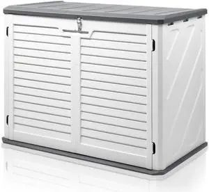 VINGLI Outdoor Storage Shed, Resin Storage Cabinet with Lockable Design, Weatherproof Tool Shed with HDPE Material, Resin Deck Box for Garden Tools, Pool Equipment, Garbage Cans, White (31.5 Cu.ft) VINGLI Outdoor Storage Shed, Resin Storage Cabinet with Lockable Design, Weatherproof Tool Shed with HDPE Material, Resin Deck Box for Garden Tools, Pool Equipment, Garbage Cans, White (31.5 Cu.ft)
