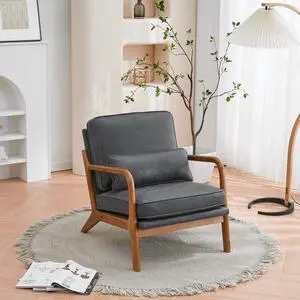 Bonnlo Microfiber Dark Grey Mid Century Modern Accent Chair, Soild Wood Padding Lounge Armchairs Side Sitting Chairs for Living Room, Bedroom, Guest Room Bonnlo Microfiber Dark Grey Mid Century Modern Accent Chair, Soild Wood Padding Lounge Armchairs Side Sitting Chairs for Living Room, Bedroom, Guest Room