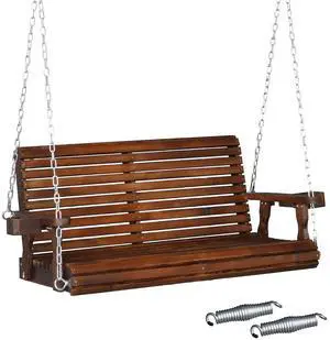 VINGLI XL 4 FT Pro Wooden Porch Swing with Cup Holders, 880 LBS, Rustic | Heavy-Duty Wood Frame; 880-Lb Capacity; Cup Holders Included; Hanging Chains Included; Ideal For Yard, Lawn, And Garden VINGLI XL 4 FT Pro Wooden Porch Swing with Cup Holders, 880 LBS, Rustic | Heavy-Duty Wood Frame; 880-Lb Capacity; Cup Holders Included; Hanging Chains Included; Ideal For Yard, Lawn, And Garden