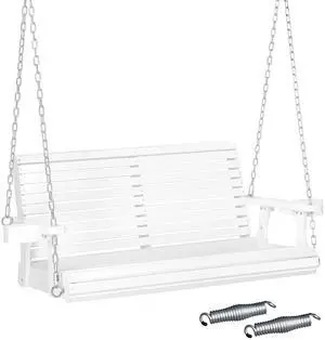 VINGLI XL 4 FT Pro Wooden Porch Swing with Cup Holders, 880 LBS, White | Heavy-Duty Wood Frame; 880-Lb Capacity; Cup Holders Included; Hanging Chains Included; Ideal For Yard, Lawn, And Garden VINGLI XL 4 FT Pro Wooden Porch Swing with Cup Holders, 880 LBS, White | Heavy-Duty Wood Frame; 880-Lb Capacity; Cup Holders Included; Hanging Chains Included; Ideal For Yard, Lawn, And Garden