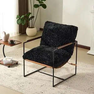 VINGLI 28" Wide Plush Upholstery Sling Modern Accent Chair with Metal Frame, Cute Reading Armchair with Removable Seat Cushion & Tan Microfiber Seat Base, Lazy Chair for Bedroom & Lounge,Black VINGLI 28" Wide Plush Upholstery Sling Modern Accent Chair with Metal Frame, Cute Reading Armchair with Removable Seat Cushion & Tan Microfiber Seat Base, Lazy Chair for Bedroom & Lounge,Black