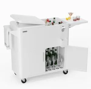 VINGLI Patio Cooler, Ice Chest with Storage Cabinet, Bottle Opener Drainage, Outdoor Cooler for Party, Deck, Pool VINGLI Patio Cooler, Ice Chest with Storage Cabinet, Bottle Opener Drainage, Outdoor Cooler for Party, Deck, Pool