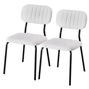 VINGLI Modern Fabric Padded Stacking Dining Chair Set of 2 for Home, White | Comfortable PU Padded Seat, Stackable Metal Frame Chair, Space-saving, Indoor Office Home Commercial Use, Easy to install VINGLI Modern Fabric Padded Stacking Dining Chair Set of 2 for Home, White | Comfortable PU Padded Seat, Stackable Metal Frame Chair, Space-saving, Indoor Office Home Commercial Use, Easy to install