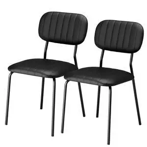 VINGLI Modern PU Padded Stacking Dining Chair Set of 2 for Home, Black | Comfortable PU Padded Seat, Stackable Metal Frame Chair, Space-saving, Indoor Office Home Commercial Use, Easy to install VINGLI Modern PU Padded Stacking Dining Chair Set of 2 for Home, Black | Comfortable PU Padded Seat, Stackable Metal Frame Chair, Space-saving, Indoor Office Home Commercial Use, Easy to install