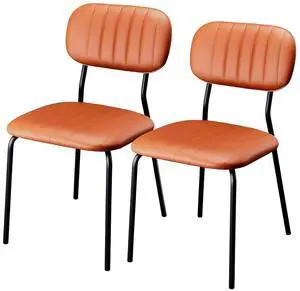 VINGLI Modern PU Padded Stacking Dining Chair Set of 2 for Home, Brown | Comfortable PU Padded Seat, Stackable Metal Frame Chair, Space-saving, Indoor Office Home Commercial Use, Easy to install VINGLI Modern PU Padded Stacking Dining Chair Set of 2 for Home, Brown | Comfortable PU Padded Seat, Stackable Metal Frame Chair, Space-saving, Indoor Office Home Commercial Use, Easy to install