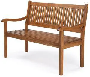 VINGLI 50" Outdoor Wood Bench, Weatehr Resistant Wooden Garden Patio Bench with Comfortable Backrest & Curved Armrest, 800lb Capacity Loveseat for Front Porch Park Yard Deck (Natural, Dense Slatted) VINGLI 50" Outdoor Wood Bench, Weatehr Resistant Wooden Garden Patio Bench with Comfortable Backrest & Curved Armrest, 800lb Capacity Loveseat for Front Porch Park Yard Deck (Natural, Dense Slatted)