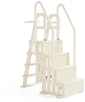 VINGLI 2-in-1 Above Ground Pool Ladder Set, A-Frame Steps - White | Versatile 2-in-1 design functions staircase or single incline ladder, for aboveground/ inground pools pool access VINGLI 2-in-1 Above Ground Pool Ladder Set, A-Frame Steps - White | Versatile 2-in-1 design functions staircase or single incline ladder, for aboveground/ inground pools pool access
