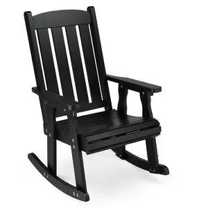 VINGLI Heavy Duty 600 LBS Outdoor Wooden Rocking Chair with Higher Backrest,Patio Rocking Chair with Ergonomic Design, Weatherproof Outdoor Rockers Suit for Patio, Garden, Balcony, Yard, Black VINGLI Heavy Duty 600 LBS Outdoor Wooden Rocking Chair with Higher Backrest,Patio Rocking Chair with Ergonomic Design, Weatherproof Outdoor Rockers Suit for Patio, Garden, Balcony, Yard, Black