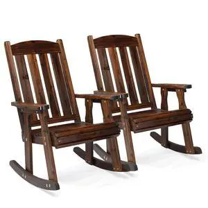 VINGLI Outdoor Rocking Chair Set of 2, Heavy Duty 600 LBS Wooden Rocking Chair with Comfortable Backrest, Weatherproof Rocker with Ergonomic Design, Suit for Patio, Garden, Yard, Rustic VINGLI Outdoor Rocking Chair Set of 2, Heavy Duty 600 LBS Wooden Rocking Chair with Comfortable Backrest, Weatherproof Rocker with Ergonomic Design, Suit for Patio, Garden, Yard, Rustic