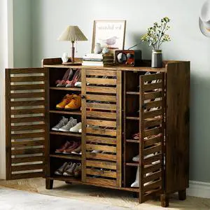 VINGLI Large Shoe Cabinet with 3 Doors 6-Tier Ultra Wide Shoe Cabinet Storage for Entryway 30 Pairs Tall Shoe Organizer Cabinet Wooden Farmhouse Shoe Rack Cabinet Rustic Brown VINGLI Large Shoe Cabinet with 3 Doors 6-Tier Ultra Wide Shoe Cabinet Storage for Entryway 30 Pairs Tall Shoe Organizer Cabinet Wooden Farmhouse Shoe Rack Cabinet Rustic Brown