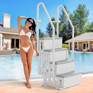 VINGLI Pool Ladder for Above Ground Pools 4-Step, Safety Stair - Full Gray | Pool step for above ground pools, sturdy handrails secure entry & exit, durable rust-resistant material, 400 capacity VINGLI Pool Ladder for Above Ground Pools 4-Step, Safety Stair - Full Gray | Pool step for above ground pools, sturdy handrails secure entry & exit, durable rust-resistant material, 400 capacity