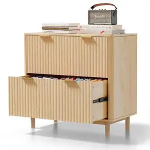 VINGLI 2 Drawer File Cabinet, Home Office Filing Organizer, for Letter Legal A4 Size File Folder Storage, Modern Style Fluted Design, Wood Lateral Filing Cabinet, Printer Stand, Archivador (Oak) VINGLI 2 Drawer File Cabinet, Home Office Filing Organizer, for Letter Legal A4 Size File Folder Storage, Modern Style Fluted Design, Wood Lateral Filing Cabinet, Printer Stand, Archivador (Oak)