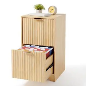 VINGLI 2 Drawer File Cabinet, Home Office Filing Organizer, for Letter Size File Folder Storage, Modern Style Fluted Design, Wood Vertical Filing Cabinet, Printer Stand, Archivador (Oak) VINGLI 2 Drawer File Cabinet, Home Office Filing Organizer, for Letter Size File Folder Storage, Modern Style Fluted Design, Wood Vertical Filing Cabinet, Printer Stand, Archivador (Oak)