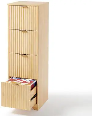 VINGLI Tall 4 Drawer File Cabinet, Home Office Filing Organizer, for Letter Size File Folder Storage, Modern Style Fluted Design, Wood Vertical Filing Cabinet, Printer Stand, Archivador (Oak) VINGLI Tall 4 Drawer File Cabinet, Home Office Filing Organizer, for Letter Size File Folder Storage, Modern Style Fluted Design, Wood Vertical Filing Cabinet, Printer Stand, Archivador (Oak)